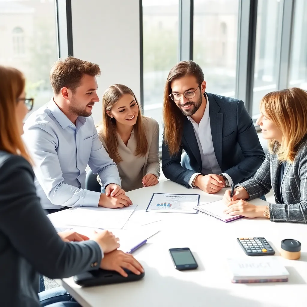 Jonge vrouw met blond haar glimlacht naar camera