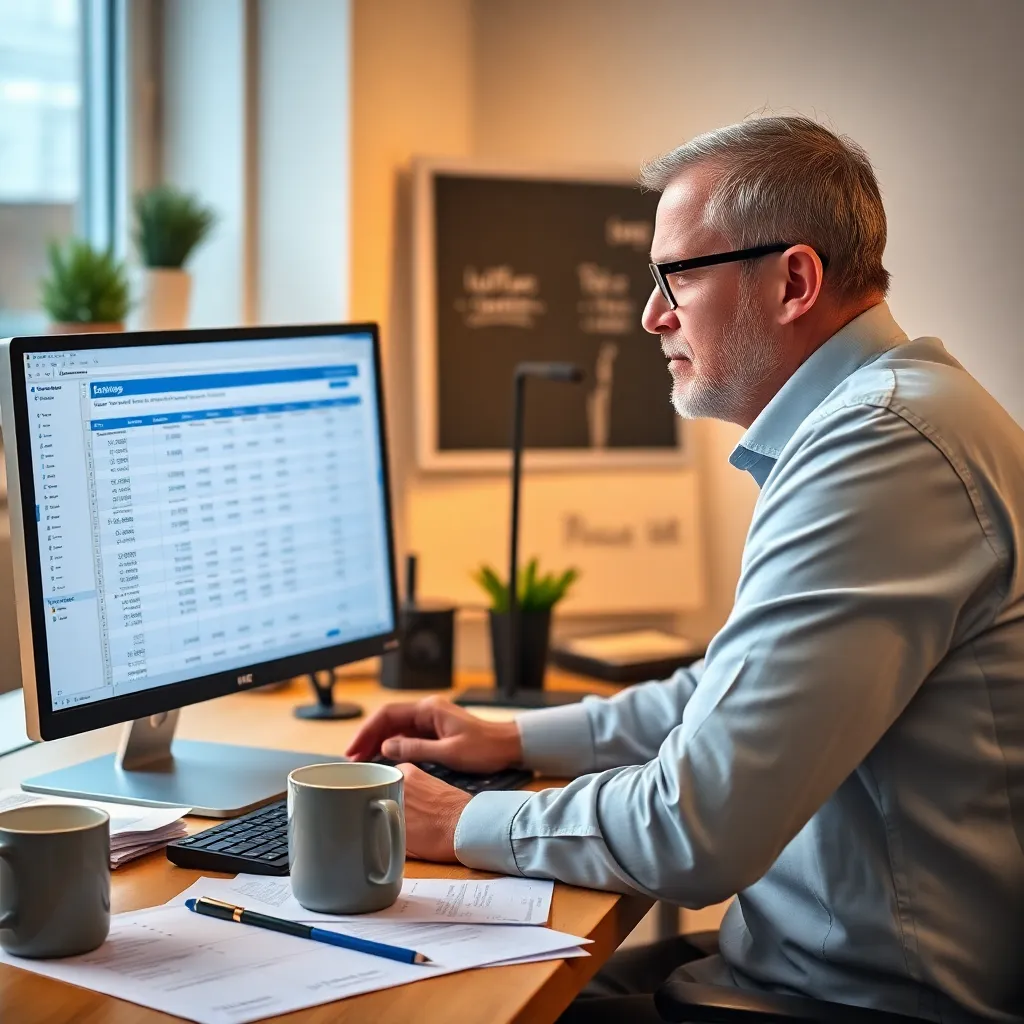 Persoon werkt aan financiële planning op computer